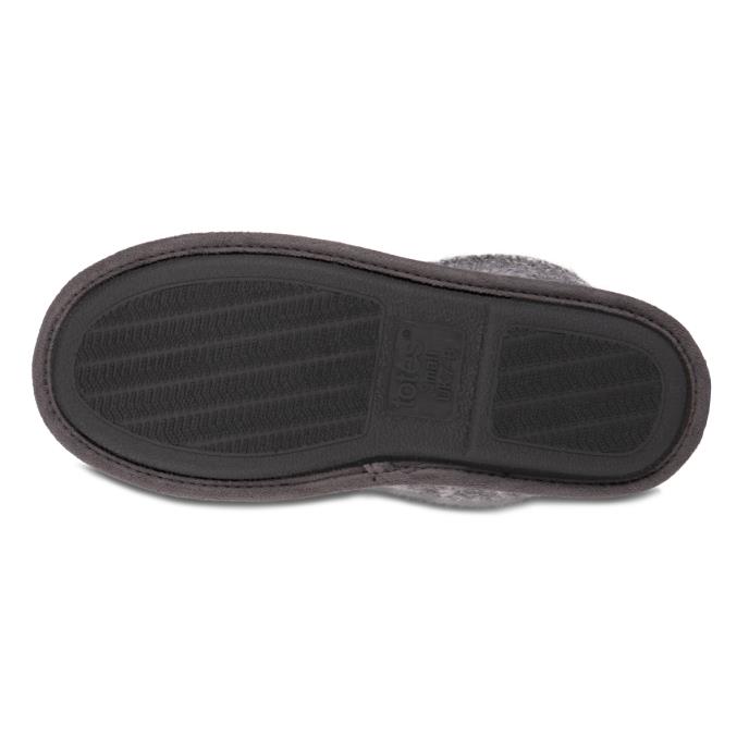 totes toasties® Mens Knitted Short Boot Slipper Grey Extra Image 6